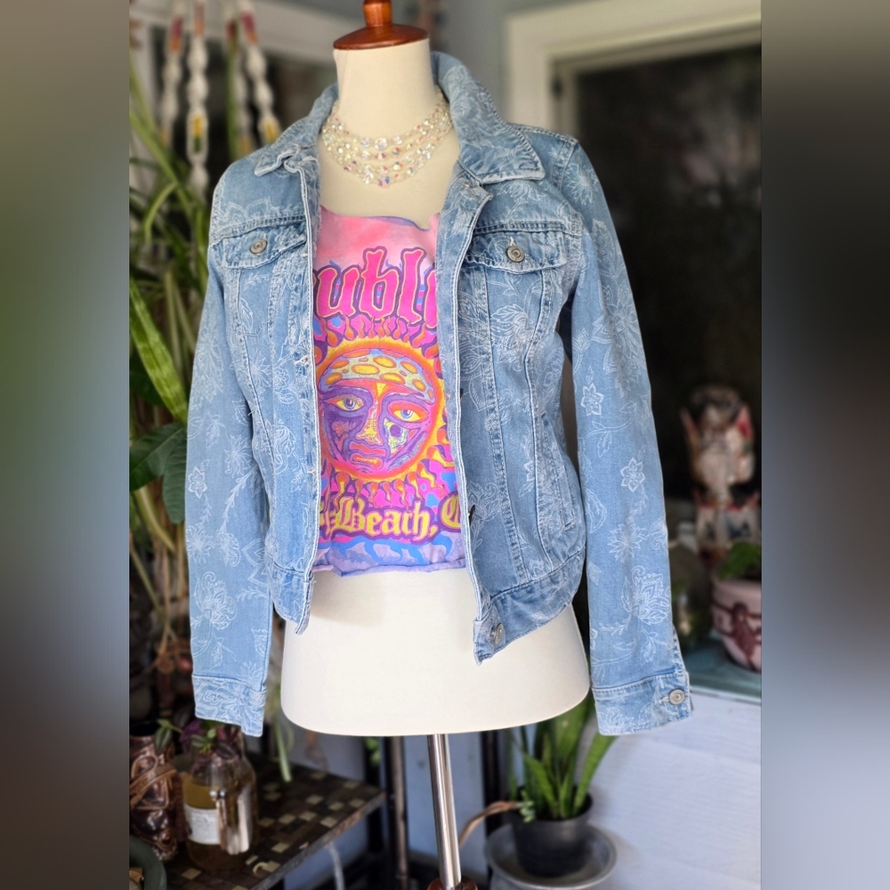 Denim Jacket with Floral Print